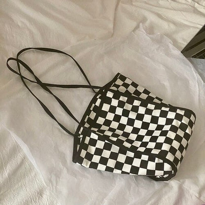 Retro Women Shoulder Bags Fashion Zebra Pattern Ladies Tote Shopping Bags Large Capacity Checkerboard Female Pouch Handbags