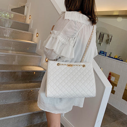 Luxury Large Handbag Women Diamond Lattice Shoulder Bags Designer Leather Big Tote Bag Female Chain Plaid Shopper Crossbody Bag