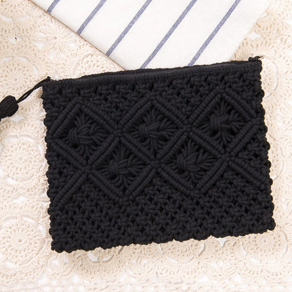 Women&#39;s Bohemian Style Straw Woven Day Clutches Bags Fashionable Simple Tassel Causal Handbag Vintage Beach Bag For Women Girl