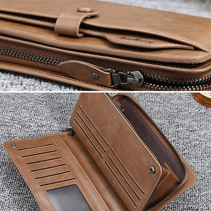 Baellerry Men Long Fashion Wallets Desigh Zipper Card Holder Leather Purse Solid Coin Pocket High Quality Male Purse