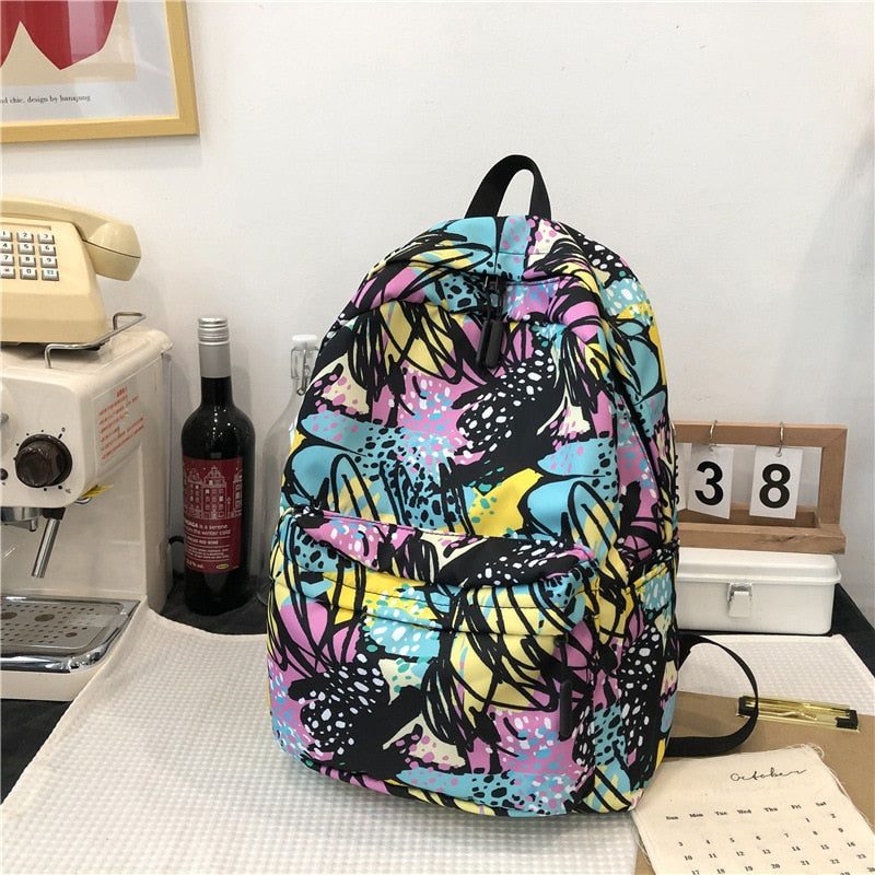 School Backpacks Fashion Graffiti Printing Women&#39;s Backpack Casual College Student School Bags for Girl Teenage Female Schoolbag