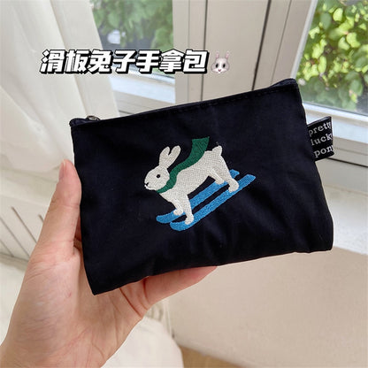Canvas Women Makeup Brushes Bags Travel Wash Bag Cute Rabbit Coin Purse Cosmetic Lipstick Toiletries Storage Bag Pouch