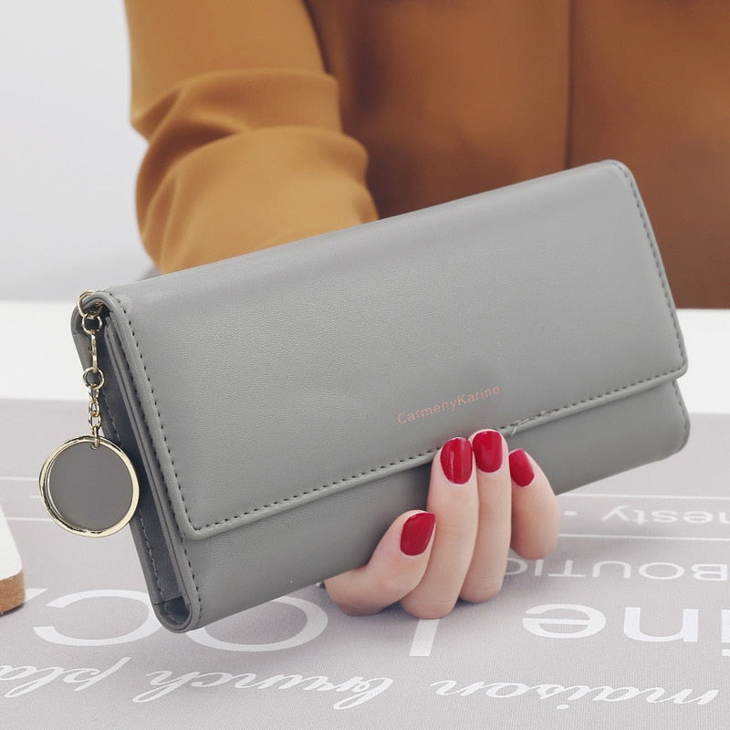 New Fashion Women Wallets Brand Letter Long Tri-fold Wallet Purse Fresh Leather Female Clutch Card Holder Cartera Mujer