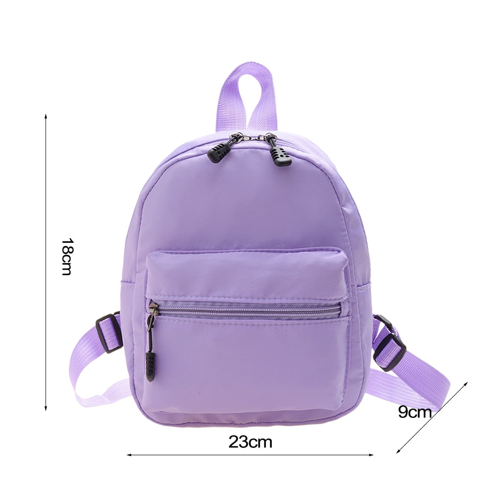 Casual Nylon Women Mini Backpack Fashion Solid Color Preppy Style Students School Bags Female Small Travel Knapsack Rucksacks