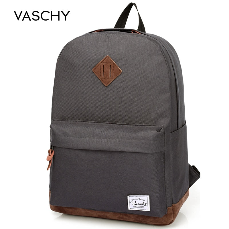 Backpack for Men and Women VASCHY Unisex Classic Water Resistant Rucksack School Backpack 15.6Inch Laptop for TeenageR