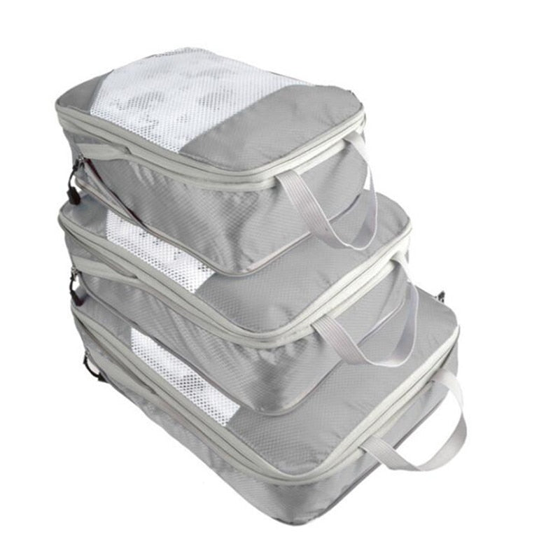 Compressible storage bag set Three-piece Compression Packing Cube Travel Luggage Organizer foldable Travel Bag Organizer