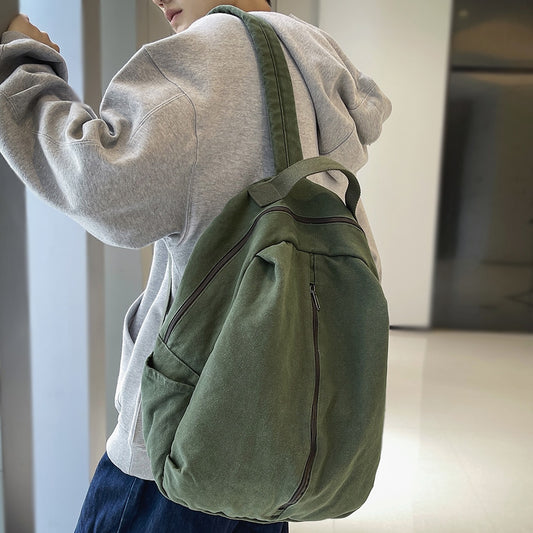 Women Men Canvas Green Bag Fashion Boy Girl Cute College Backpack Male Female Book Travel Backpack Cool Laptop Lady Student Bags