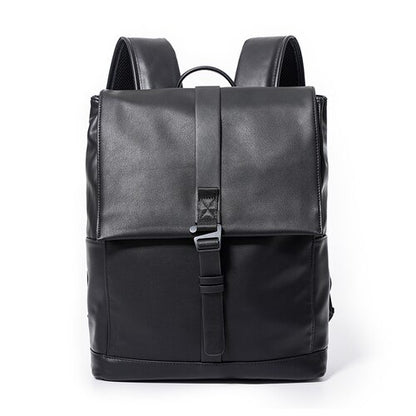 LEBSGE Fashion Men&#39;s High Quality Pu Leather Street Trend Backpack Men&#39;s Bag Casual Travel Black Backpack Youth Computer Bag
