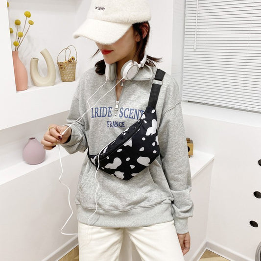 Cow Pattern Oxford Cloth Waist Bags for Women Designer Fashion Fanny Pack Female Belt Bag Shoulder Crossbody Chest Bag Hip Purse