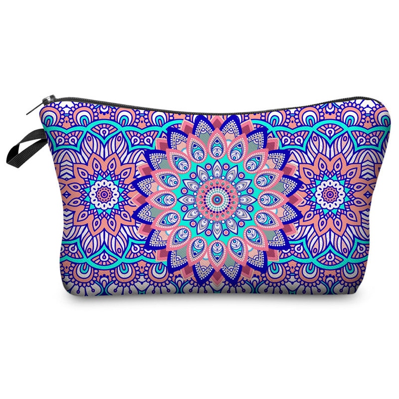 FUDEAM Polyester Mandala Pattern Portable Women Travel Storage Bag Toiletries Organize Cosmetic Bag Waterproof Female MakeUp Bag