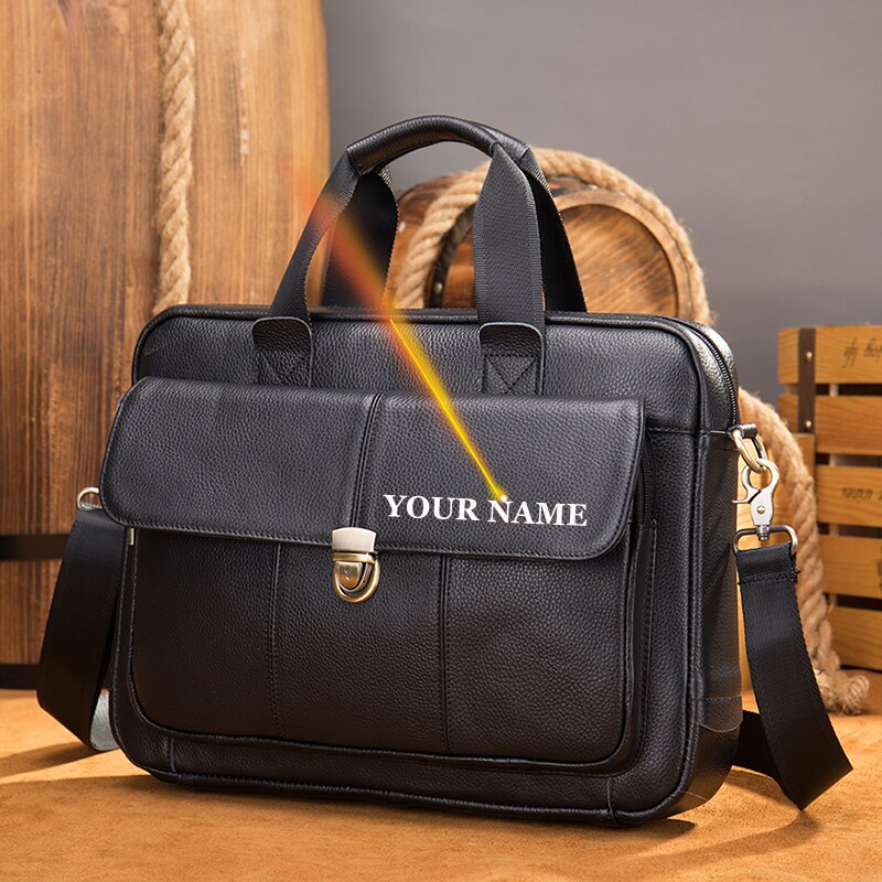 WESTAL Bag Men Leather Laptop Bags 14 Men&#39;s Briefcases Business Man Bag for Document Black Men&#39;s Shoulder Bags Portfolio 315