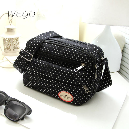 Fashion Polka Dot Multicolor Printed Canvas Women&#39;s Crossbody Bag Trend Shoulder Bag Nylon Leisure Messenger Bag