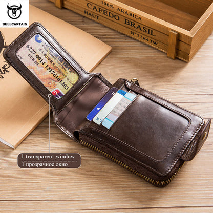 BULLCAPTAIN Brand men&#39;s Wallet Genuine Leather Purse Male Rfid Wallet Multifunction Storage Bag Coin Purse Wallet&#39;s Card Bags