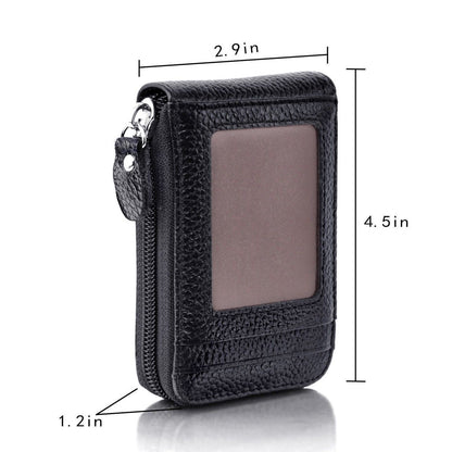 Men&#39;s Wallet Genuine Leather Credit Card Holder RFID Blocking Zipper Pocket Men bag