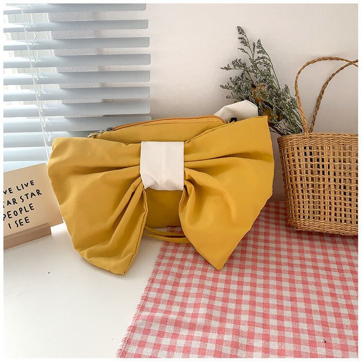 Big Bow Cute Shoulder Bags Women Underarm Sweet All-match Teenagers Street Chic Light Weight Fashion 5 Colors Hot Sale Japan Ins