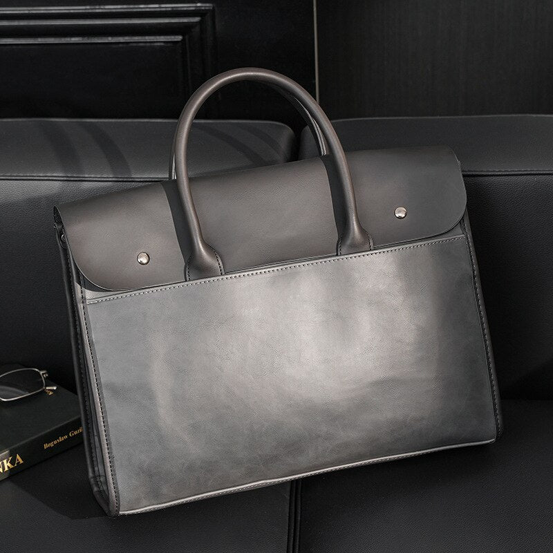 Luxury Business Briefcase Men Handbag Retro Matte PU Leather Men&#39;s Briefcase Shoulder Messenger Bag Large-capacity Computer Bags