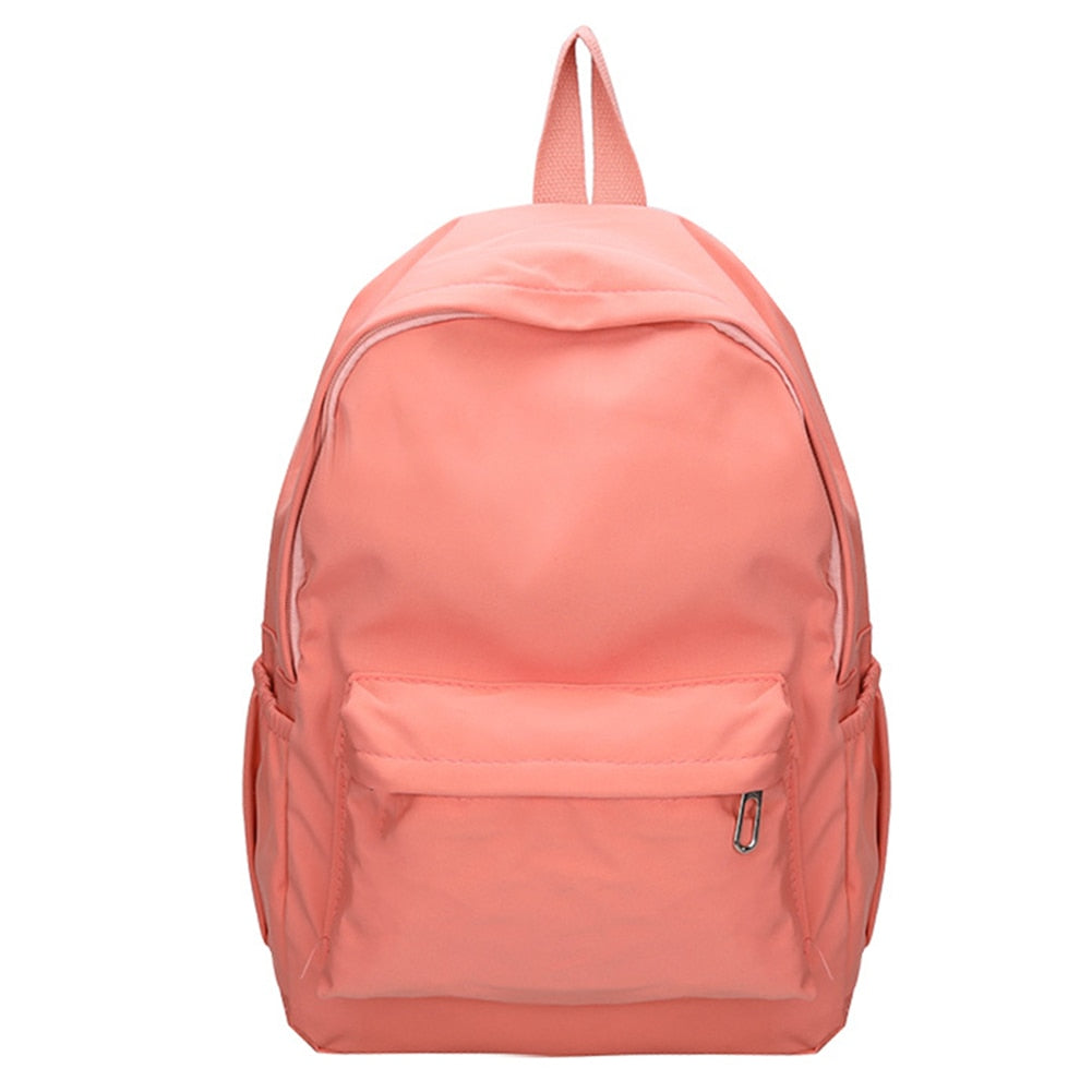 Fashion Women Solid Color Nylon Backpack Preppy Style Students School Bags Large Capacity Handbags Rucksack for Teenager Girls