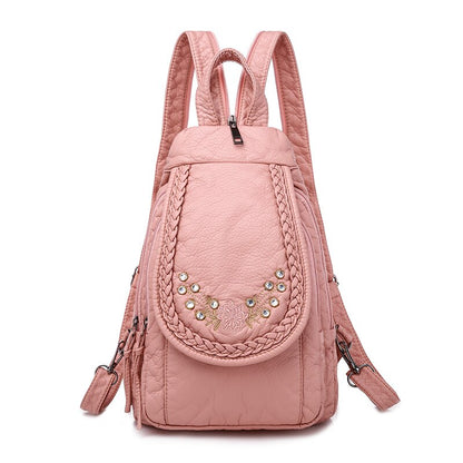 High Quality Backpack for Women New White Leather Backpack School Bag for Teenage Girls Female Travel Backpack Mochila