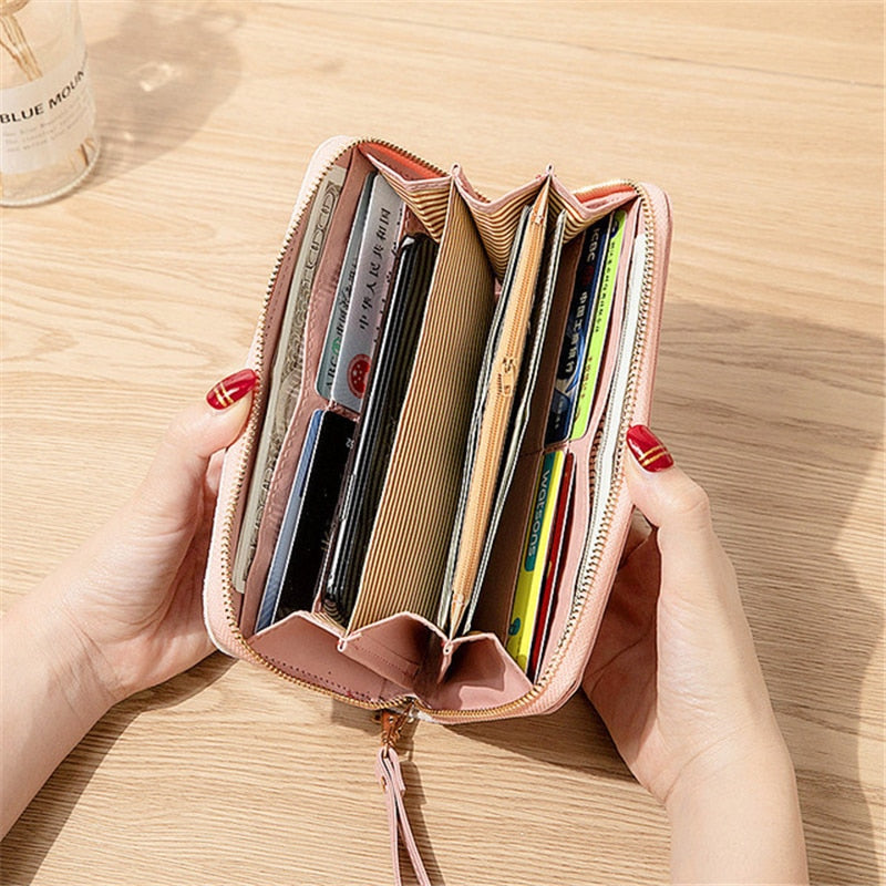 Fashion Women&#39;s Pu Leather Long Wallets Sequins Patchwork Glitter Wallet Coin Purse Female Wallets Girls Gifts Wholesale