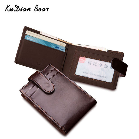 KUDIAN BEAR PU Leather Men Wallet Short Small Purse Multi-function Money Clamp Credit Card Holder Carteira BID233 PM49