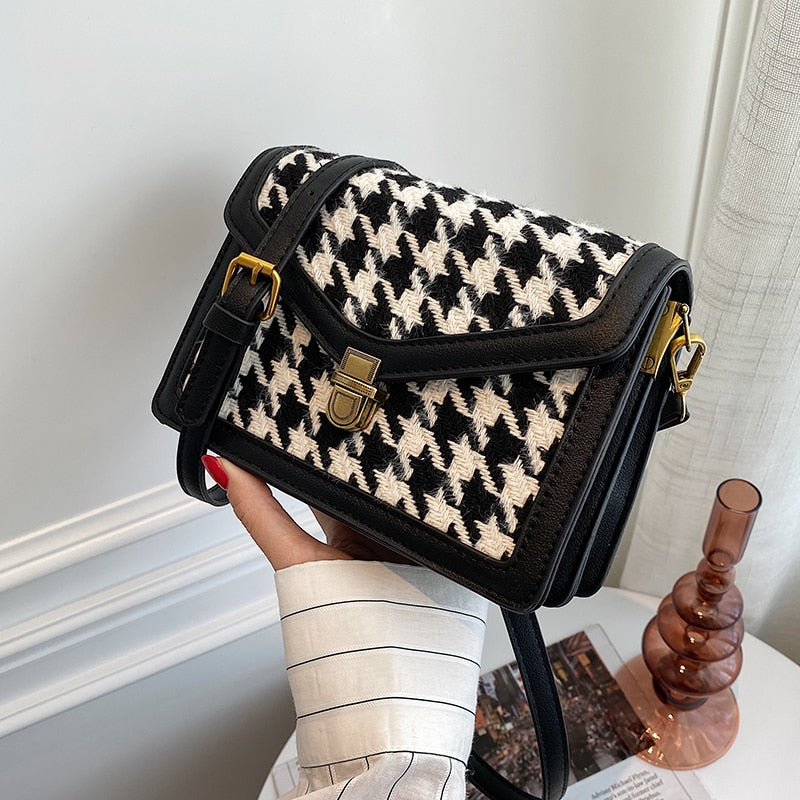 с доставкой Houndstooth Crossbody women&#39;s bag Winter Shoulder Handbags Female Luxury Trending goose foot Bag and Purses