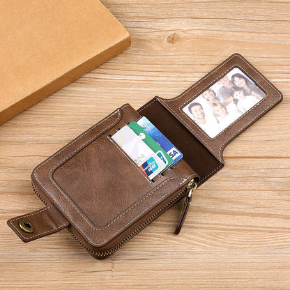 Men&#39;s Wallets Genuine Leather Wallets New Folding Zipper Wallets Coin Wallets Business Card Bags Vintage Superior Quality