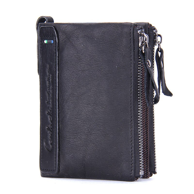 Contact&#39;s Genuine Leather Wallet Women Coin Pocket Double Zipper Card Holder Money Bags Fashion Ladies Small Purses Mini Wallet