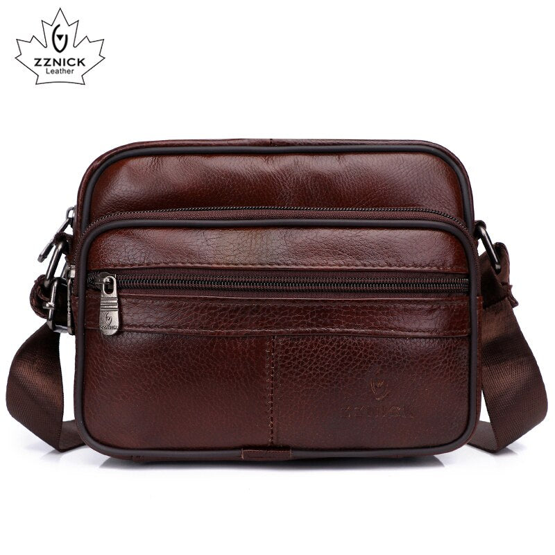 Men&#39;s Shoulder bag Messenger Bags Genuine Leather Flap Crossbody Handbag Male Leather Shoulder Bags Large Capacity ZZNICK