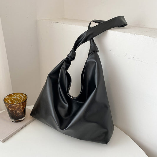 Women&#39;s Designer Soft PU Leather Shoulder Bag Solid Color Bucket Bag Female Large Capacity Tote Bags Beach Travel Shopper Bag