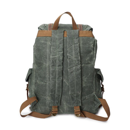 Vintage Oil Wax Canvas Backpack Men Waterproof Travel Shoulder Bag High Quality Fashion Student Bag Laptop Male Backpack