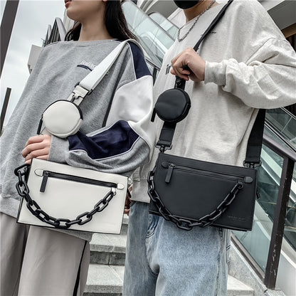 New style mini soft suitcase messenger bag men&#39;s luxury design square shoulder bag fashion unisex chain small handbag purse