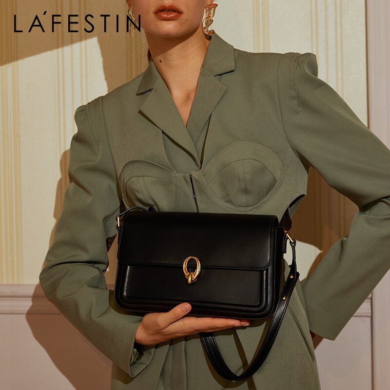 LA FESTIN Designer Women Fashion Brand One-shoulder Messenger New Trendy All-match Simple Underarm Square Bags Leather