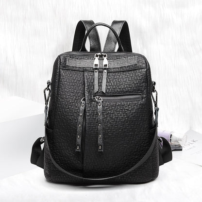 CFUN YA Fashion Backpack Women Genuine Leather Bagpack Anti-Theft Travle Bag Female Travel Shoulder Bag Black Back Bags Mochila