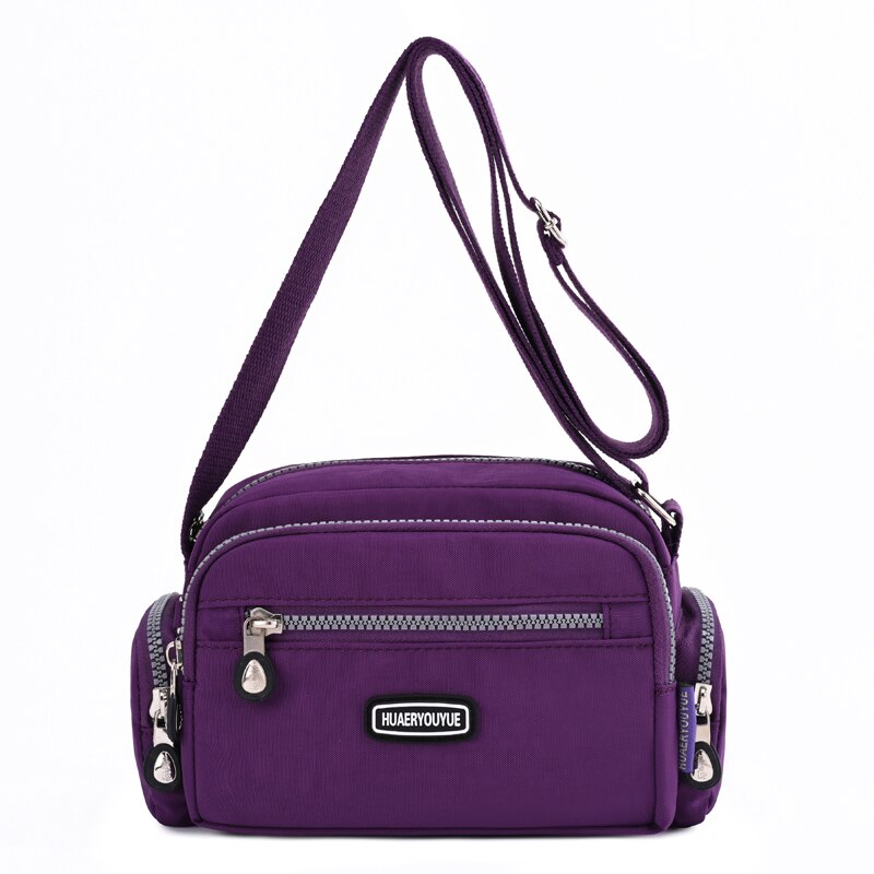 Women Fashion Nylon Shoulder Bag Solid Color Zipper Waterproof  Female Crossbody Bag Ladies Travel Handbag