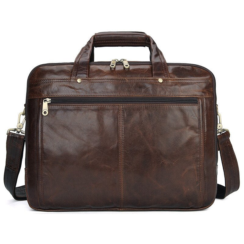 Genuine Leather Men&#39;s Briefcase Business Bag Leather Laptop Large Capacity Travel Messenger Bag Men Shoulder Bag