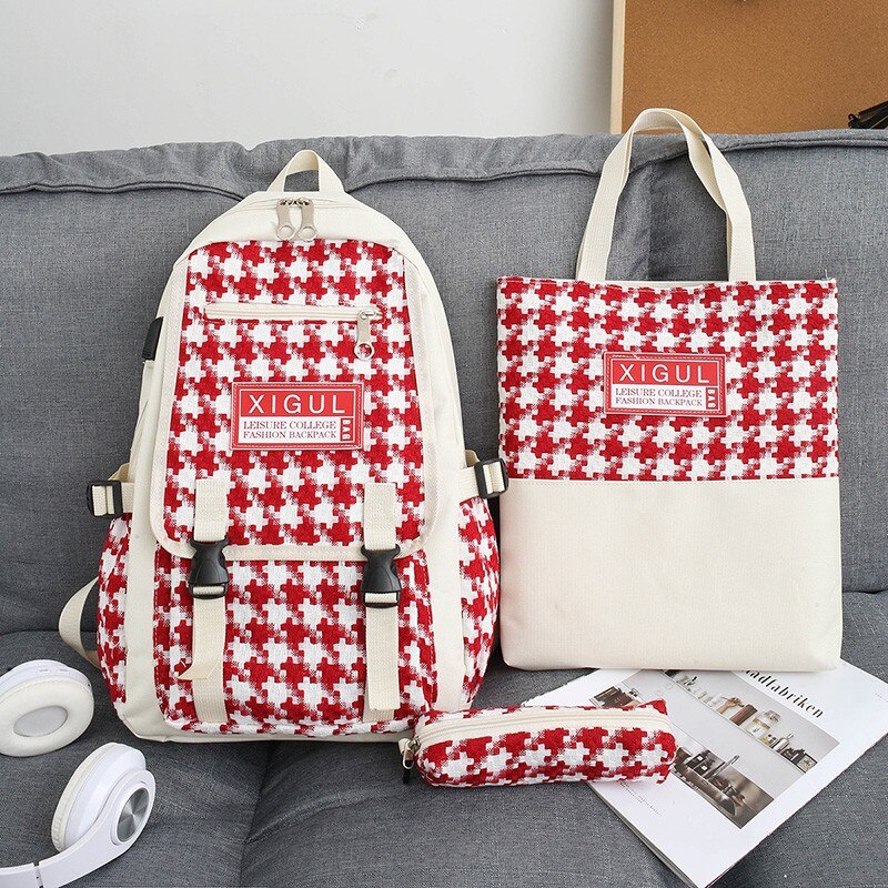 3-Piece Set Ladies Backpack Women Backpack Fashion Girl School Bag Retro School Bag Girl School Bag Canvas Backpack