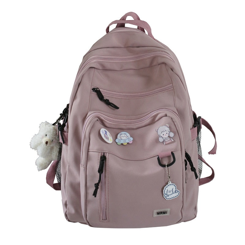 Fashion Big Student Backpack NEW Badge Rucksack Girls School Bag High Capacity Women Backpack Female Cute Leisure Travel Mochila