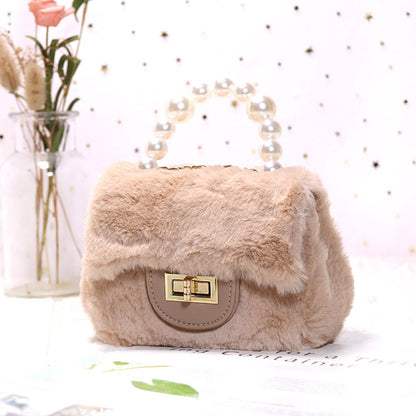 Kids Mini Purses and Handbags Faux Fur Crossbody Bags for Women Coin Wallet Girls Party Hand Bags Baby Money Clutch Bag