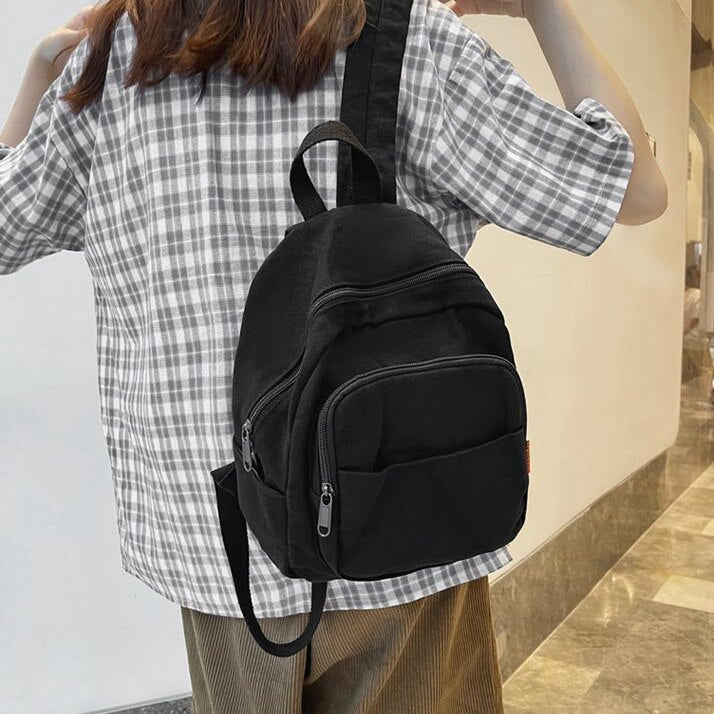 Classic Basic Backpacks Women Couples Unisex Preppy Book Environmental Canvas Simple Chic Small All-match College Multi Pockets