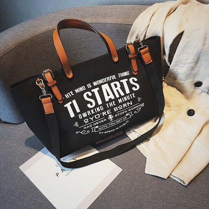 Casual Women Solid Shoulder Bag Fashion Female Canvas Portable Handbags Print Large capacity Travel Laptop Tote Bags for lady