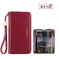 Buylor Genuine Leather Female Wallet RFID Blocking Card Holder Wallet Men Women Fashion Long Zipper Multi-function Ladies Purse