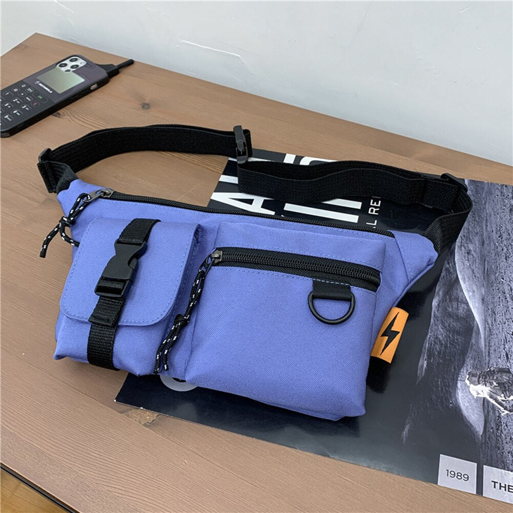 Men&#39;s Shoulder Slanted Bag New Big Capacity Retro Women Pure Color Oxford Cloth Crossbody Chest Bag Casual Ladies Waist Pack