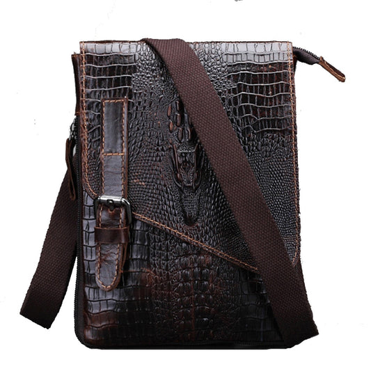 Norbinus Men Shoulder Bag Genuine Leather Crossbody Messenger Bags Crocodile Pattern Cowhide Handbag for Man Phone Pouch Purse