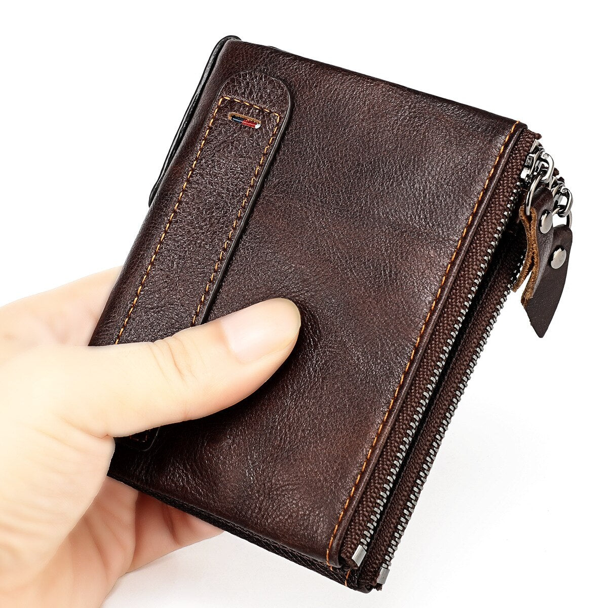 Women&#39;s Wallet Short Fashion Men&#39;s Wallet Leather Wallet Double Zipper Bag Changing Multifunctional Wallet