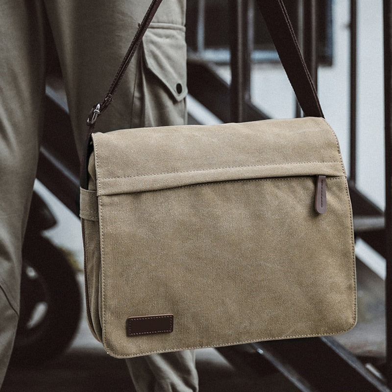 Shoulder Messenger Bag Canvas Men&#39;s Fashion Portable Outdoor Computer Bag Casual Korean Trend