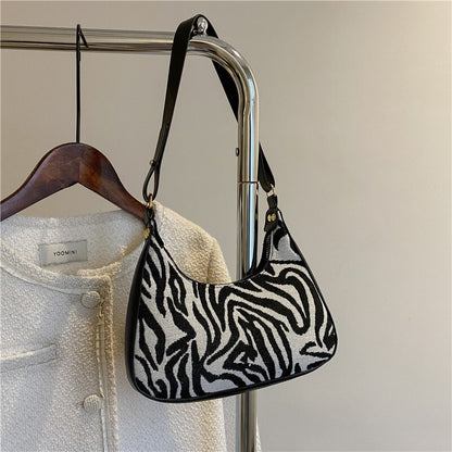 Retro Shoulder Designer Bag Female Fashion Leopard Print Canvas Thread Underarm Bags Casual Street Square Mini Bags