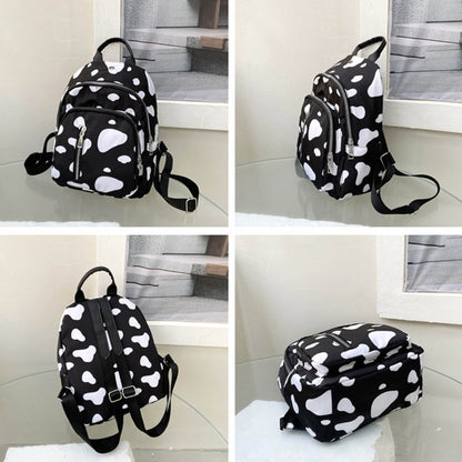 Kawaii Cow Print Small Backpack Women Girls Mini Cute School Bookbag Female Nylon Casual Rucksack Daypack Travel Shoulder Bag