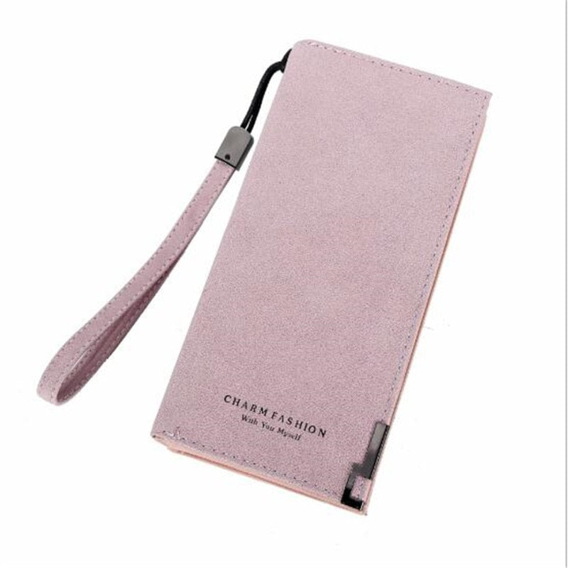 Fashion Women Wallets Dull Polish Leather Wallet Double Zipper Day Clutch Purse Wristlet Portefeuille Handbags Carteira Feminina