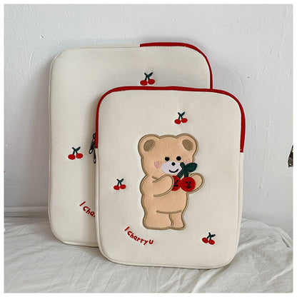 12.9 inch tablet case laptop bag cute cartoon cherry bear embroidery laptop bag for ipad pro 9.7 10.5 11 13  inch Ipad liner bag