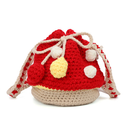 Women Fashion Knit Mushroom Hit Color Shoulder Bag Crossbody Bags Female Casual Mini Purse Shoulder Bag